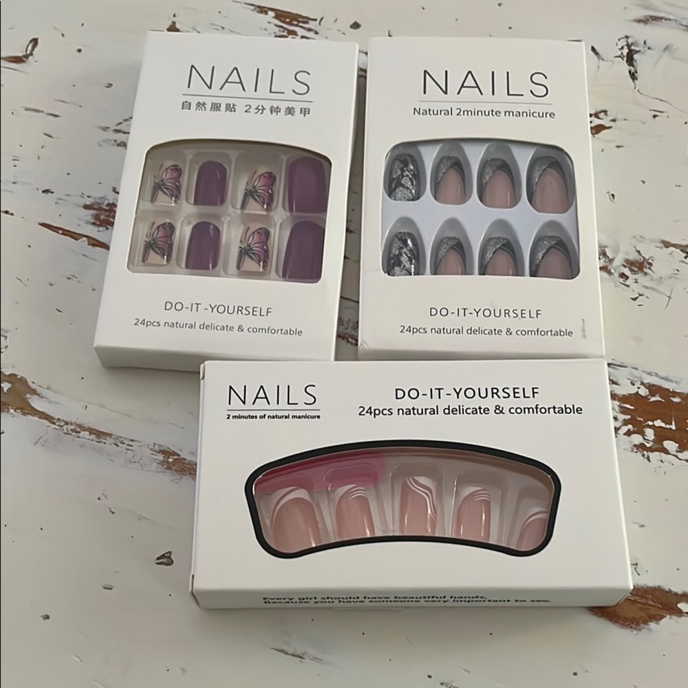 DIY Natural Manicure Nail Set - Purple, Pink, Gray